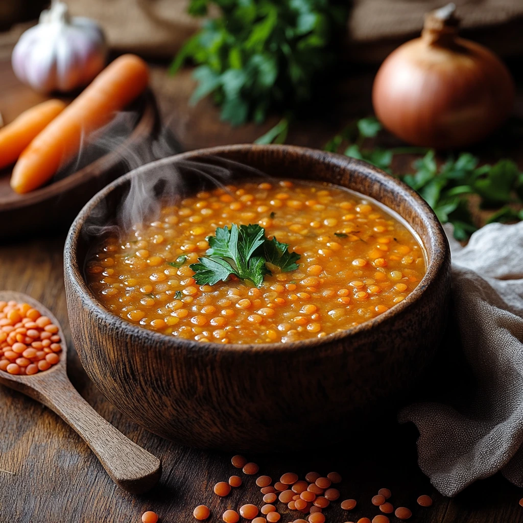 Soupe corail lentilles