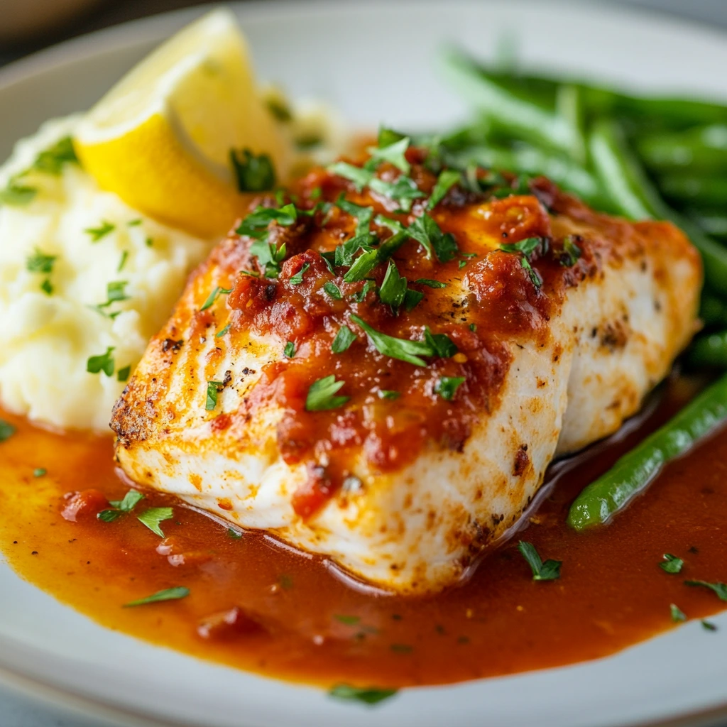 dos de cabillaud sauce chorizo